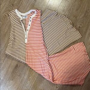 BUCKETLIST Striped Jumpsuit in Red and Brown